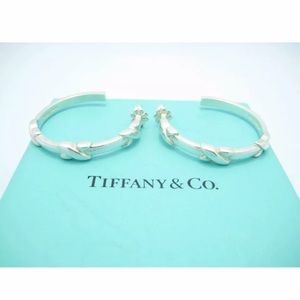 Authentic TIFFANY & Co Cross Your Heart sterling hoop earrings